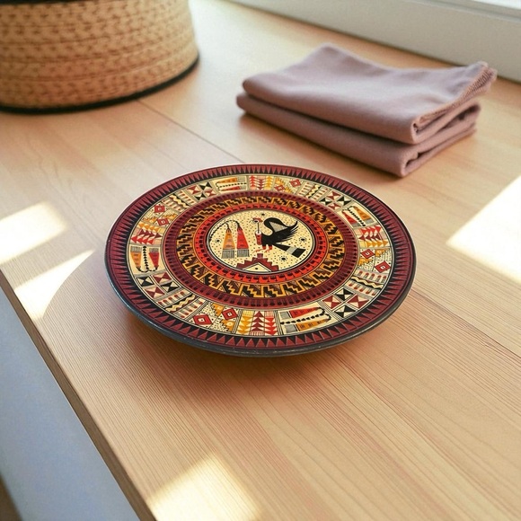 Handcrafted Wooden Plate - Native American Inspired Design - Picture 2 of 9